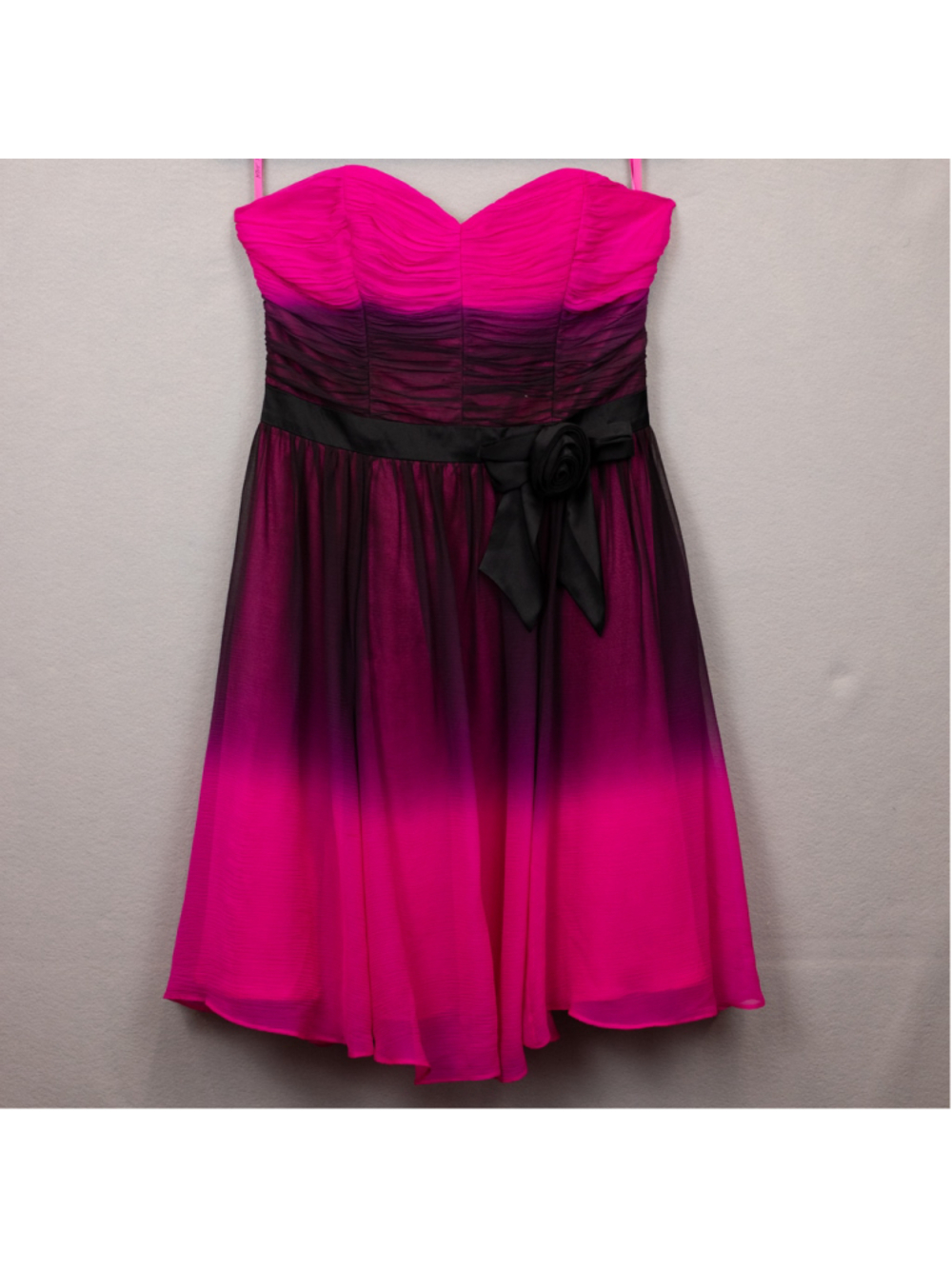 Y2K Betsey Johnson pink purple ombre silk strapless dress-10